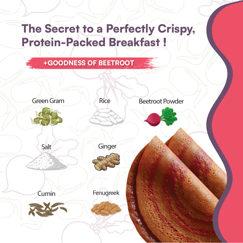 Beetroot Pesarattu Mix | Sprouted Moong Dal | 200g