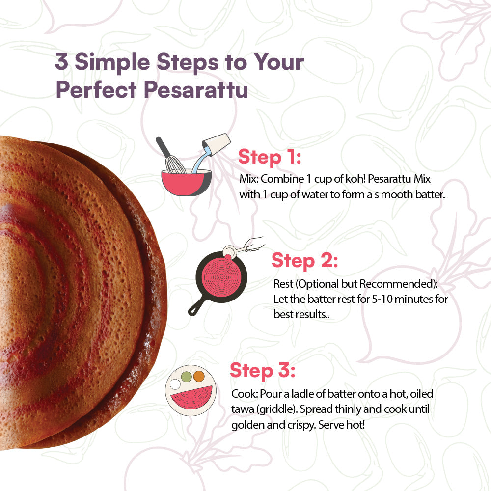 Beetroot Pesarattu Mix | Sprouted Moong Dal | 200g