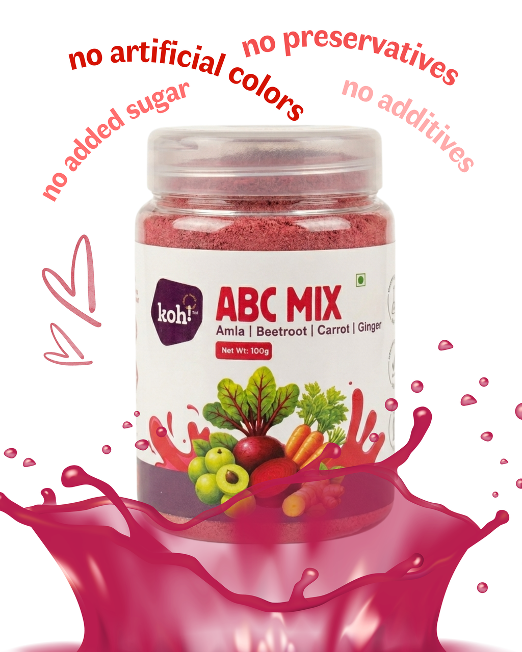ABC Mix + Ginger | Amla, Beetroot, Carrot & Ginger Blend | 100g