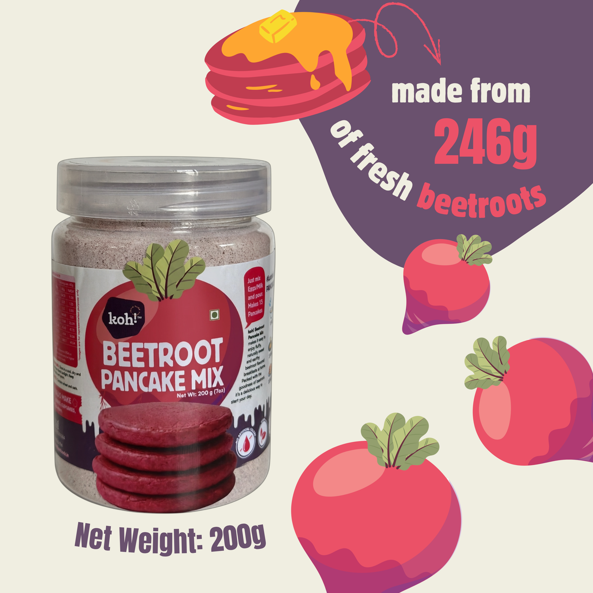 Weekend Pancake Pack — Beetroot, Banana & Sapota Mixes | 200g x 3
