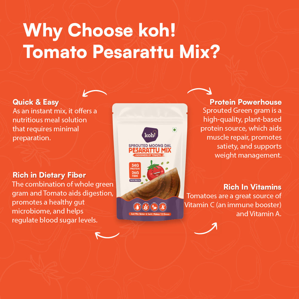 Tomato Pesarattu Mix | Sprouted Moong Dal | 200g