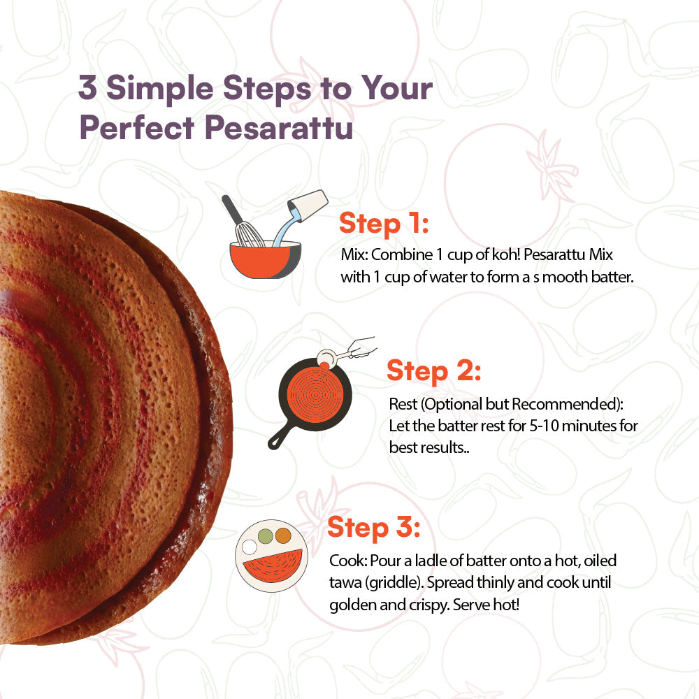 Tomato Pesarattu Mix | Sprouted Moong Dal | 200g