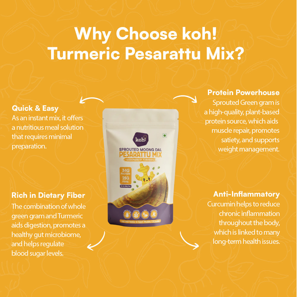 Turmeric Pesarattu Mix | Sprouted Moong Dal | 200g