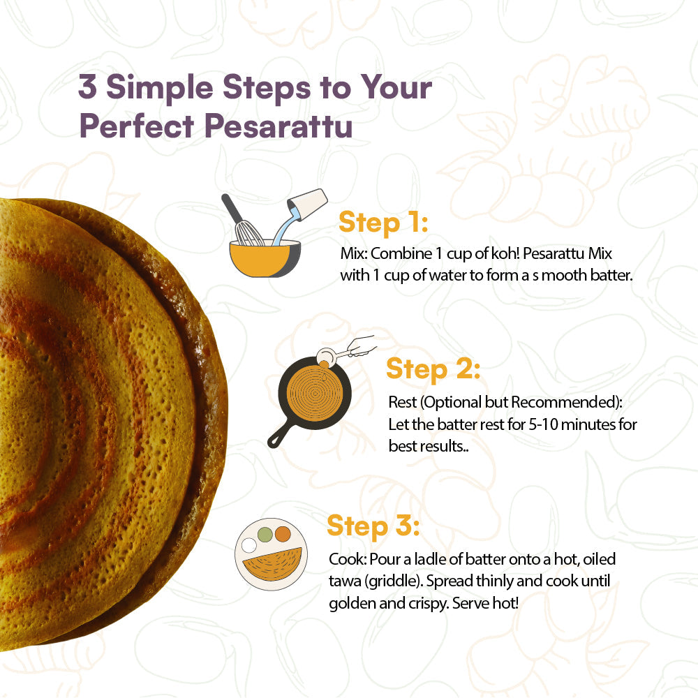 Turmeric Pesarattu Mix | Sprouted Moong Dal | 200g