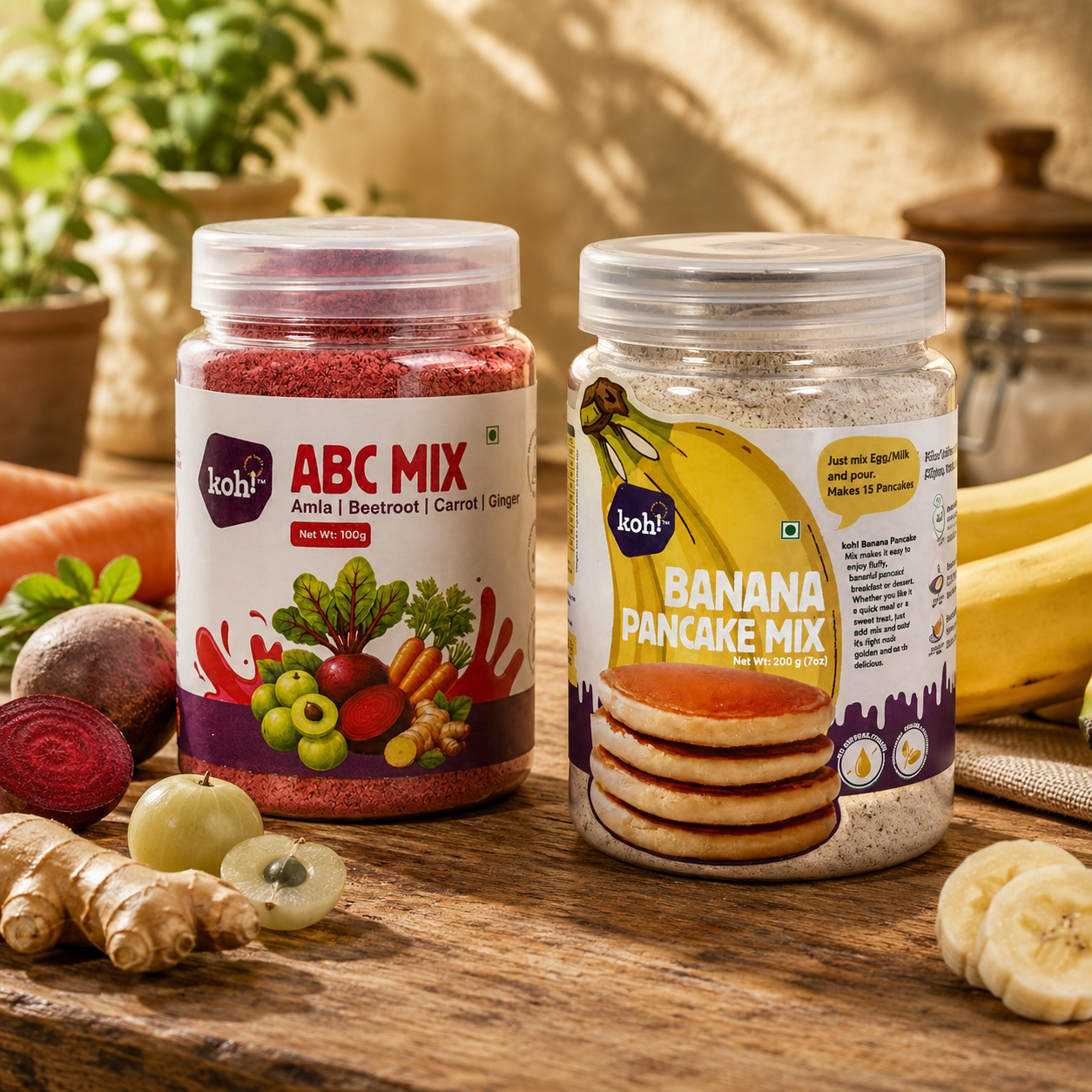 Winter breakfast — ABC with Ginger mix and Banana Pancake mix ( Whole wheat, Sprouted Ragi and Oats)mix| 100g and 200g